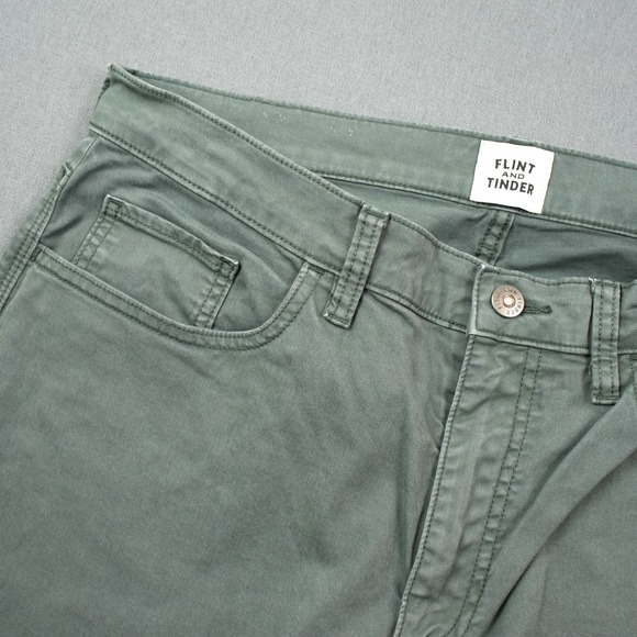 Flint and Tinder Slim Fit Olive Green Pants Mens 34x30 Chino Straight Huckberry - Picture 1 of 9